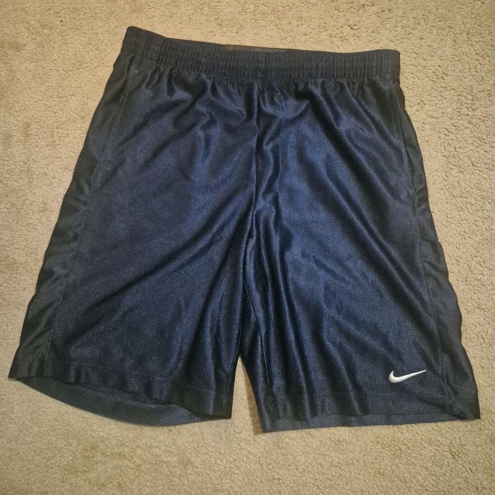 Vintage Nike Basketball Navy Blue Shorts Mens Size Large Dazzle Shinny Y2K